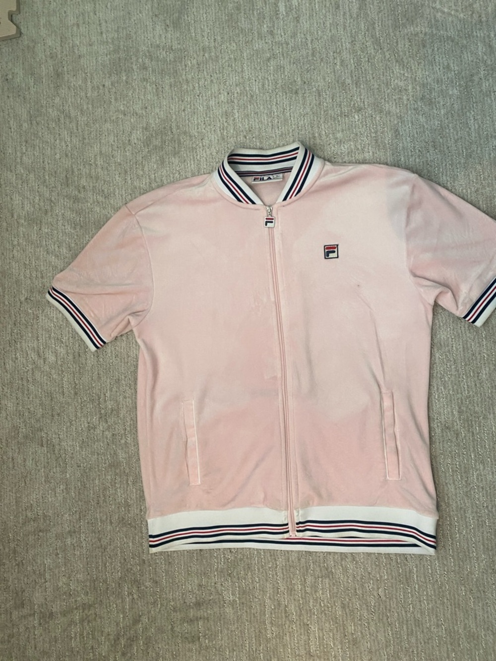 Fila Velour Short Sleeve Zip-Front Track Jacket
